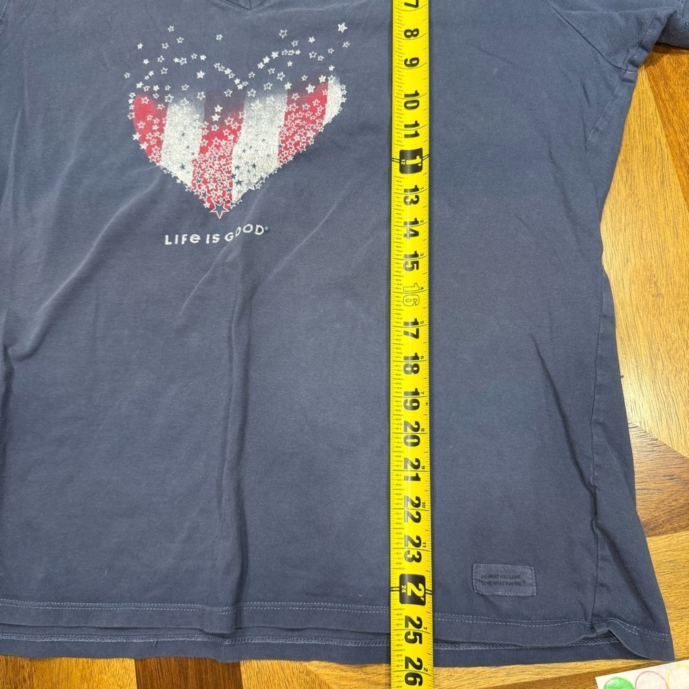 Life Is Good Gray/Blue Crusher Tee flawed - Picture 6 of 11